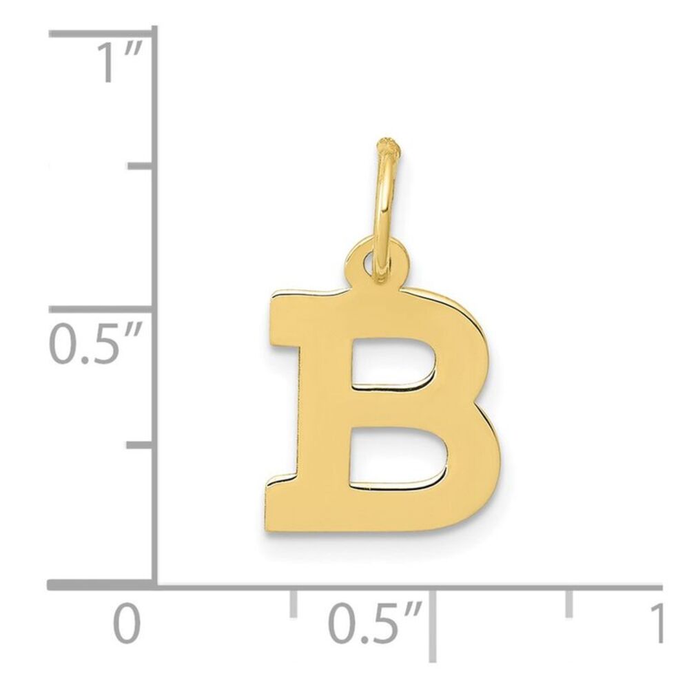 10k Yellow Gold Small Block Initial B Charm - image 3